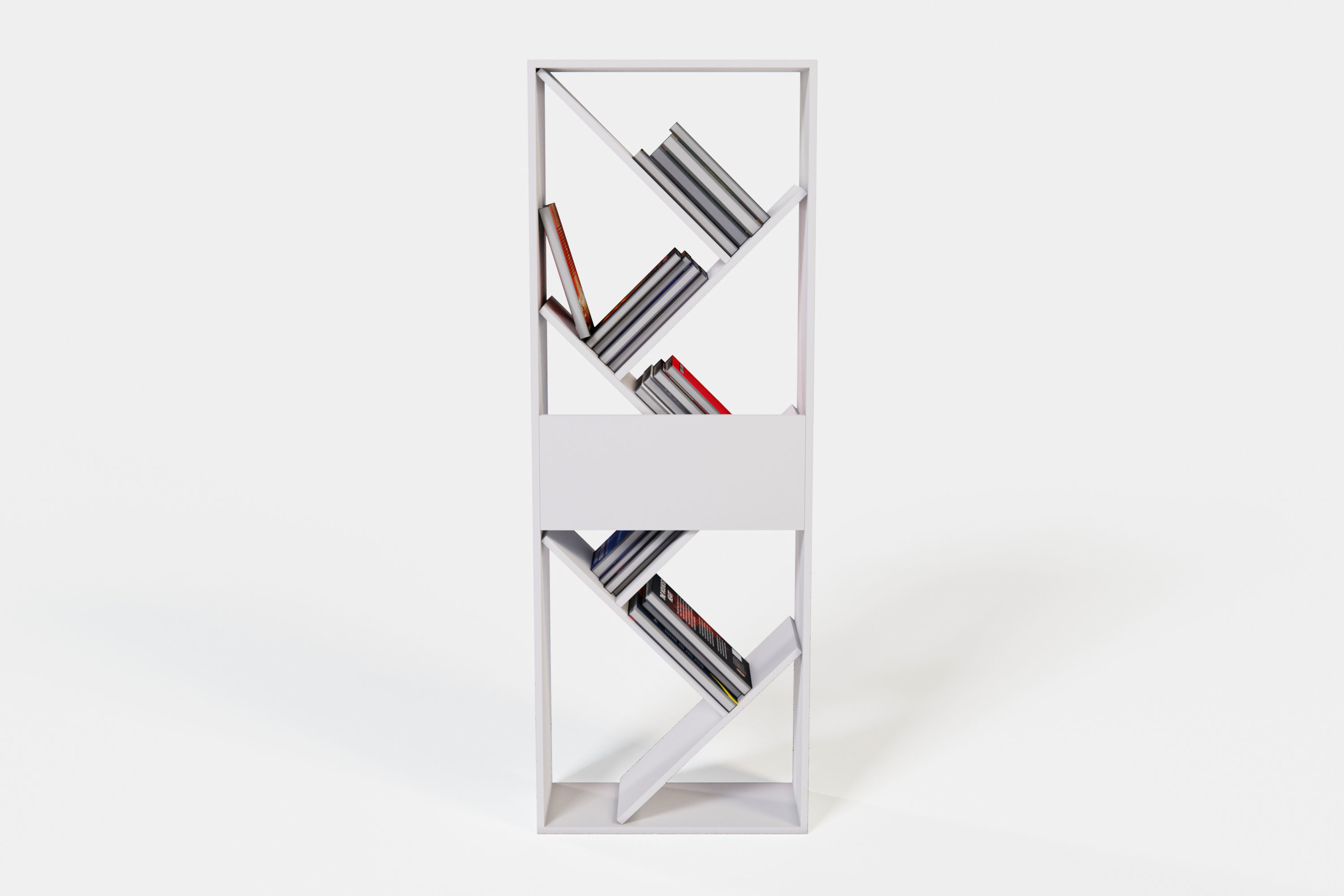Shelves book shelf with books Low-poly 3D model_9