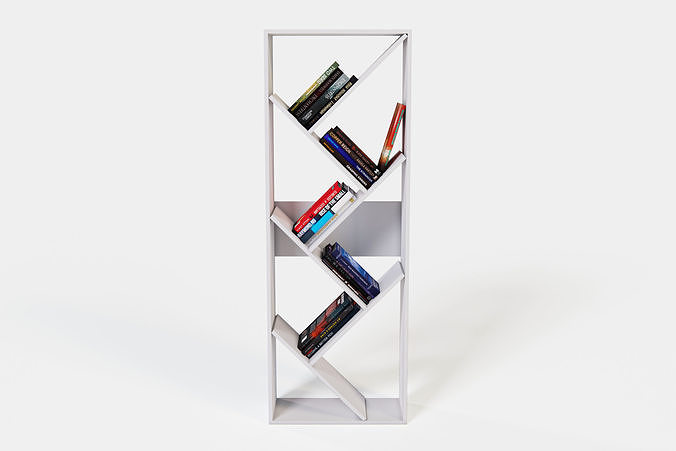 Shelves book shelf with books Low-poly 3D model