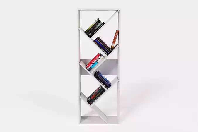 Shelves book shelf with books Low-poly 3D model
