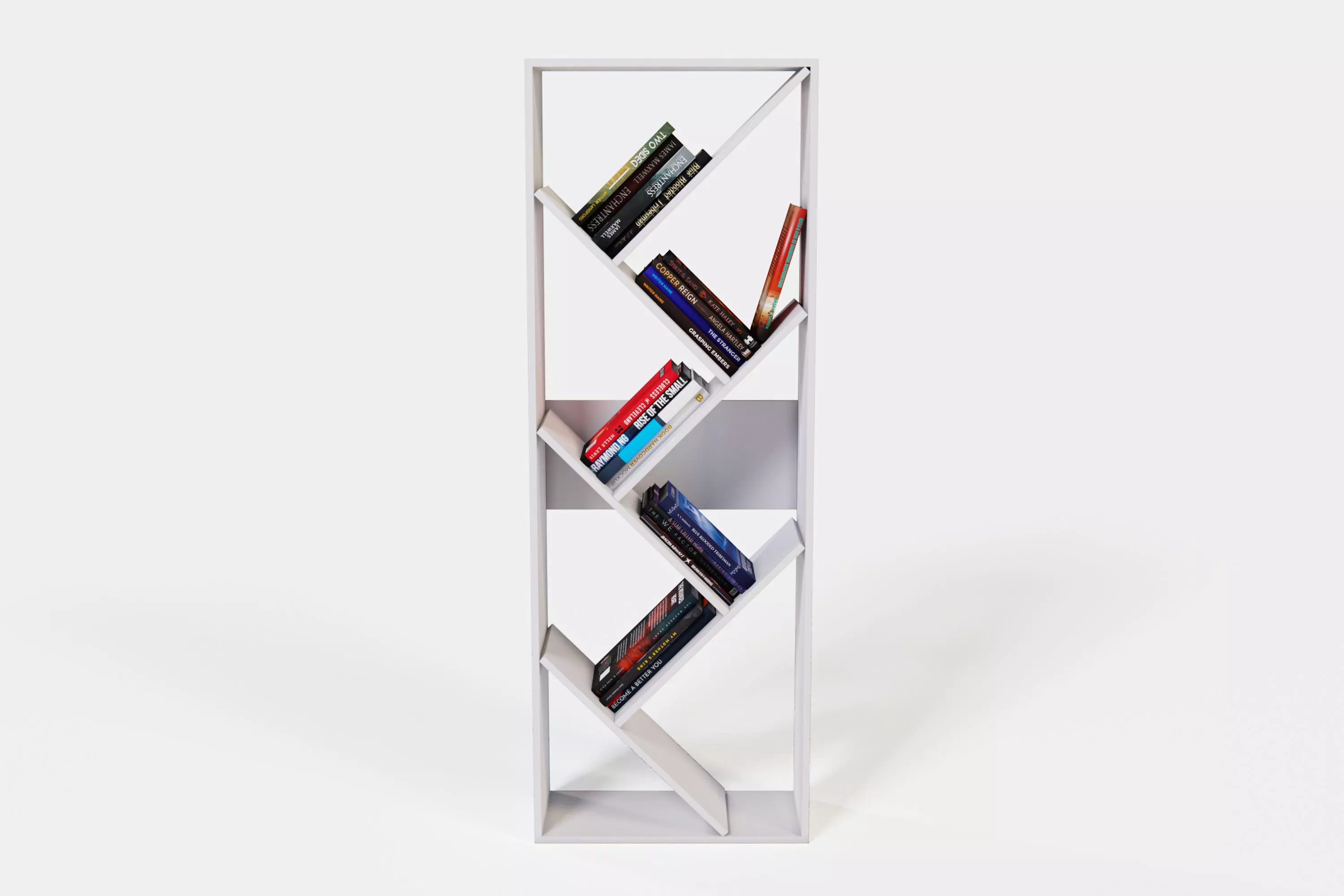 Shelves book shelf with books Low-poly 3D model_0