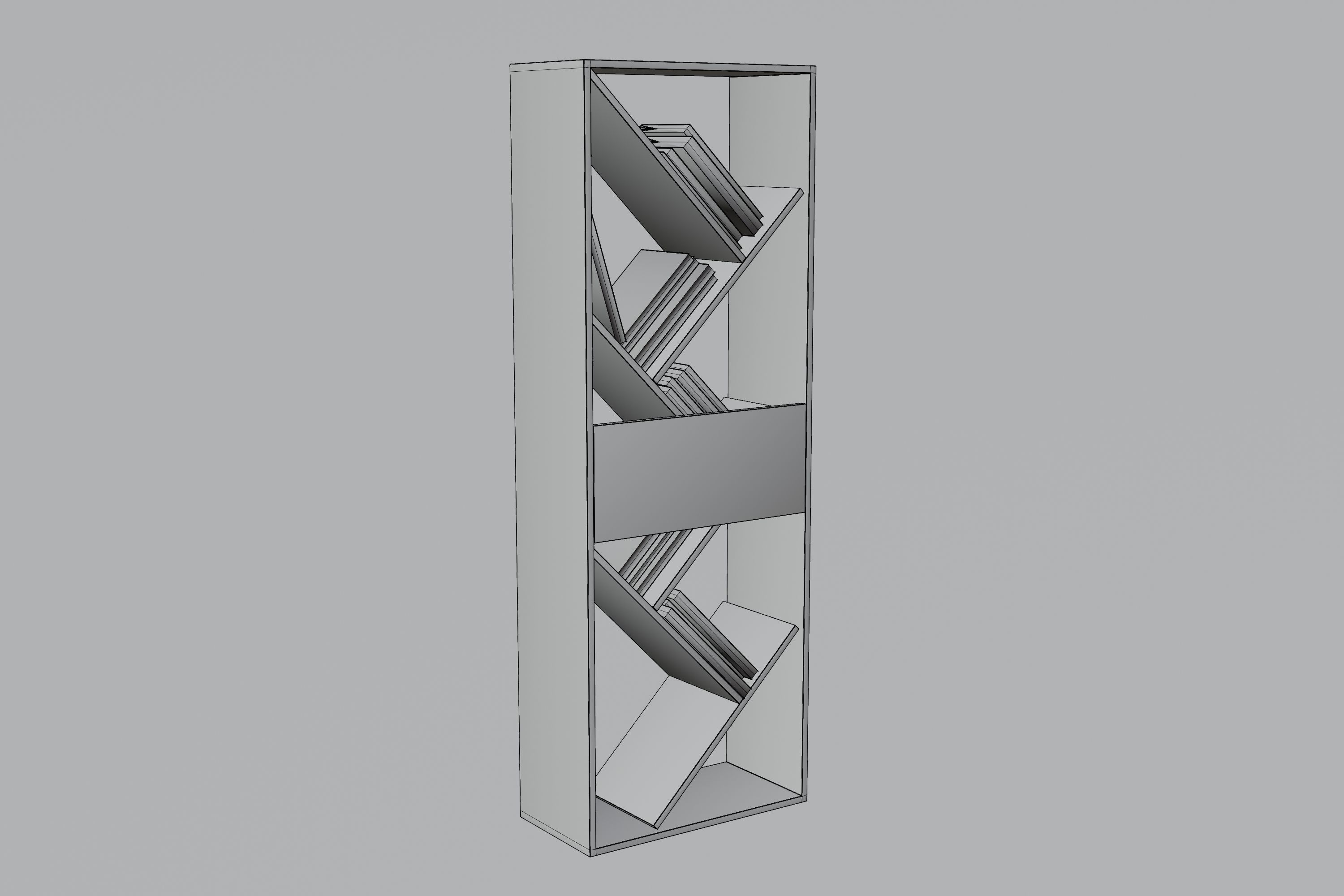 Shelves book shelf with books Low-poly 3D model_12