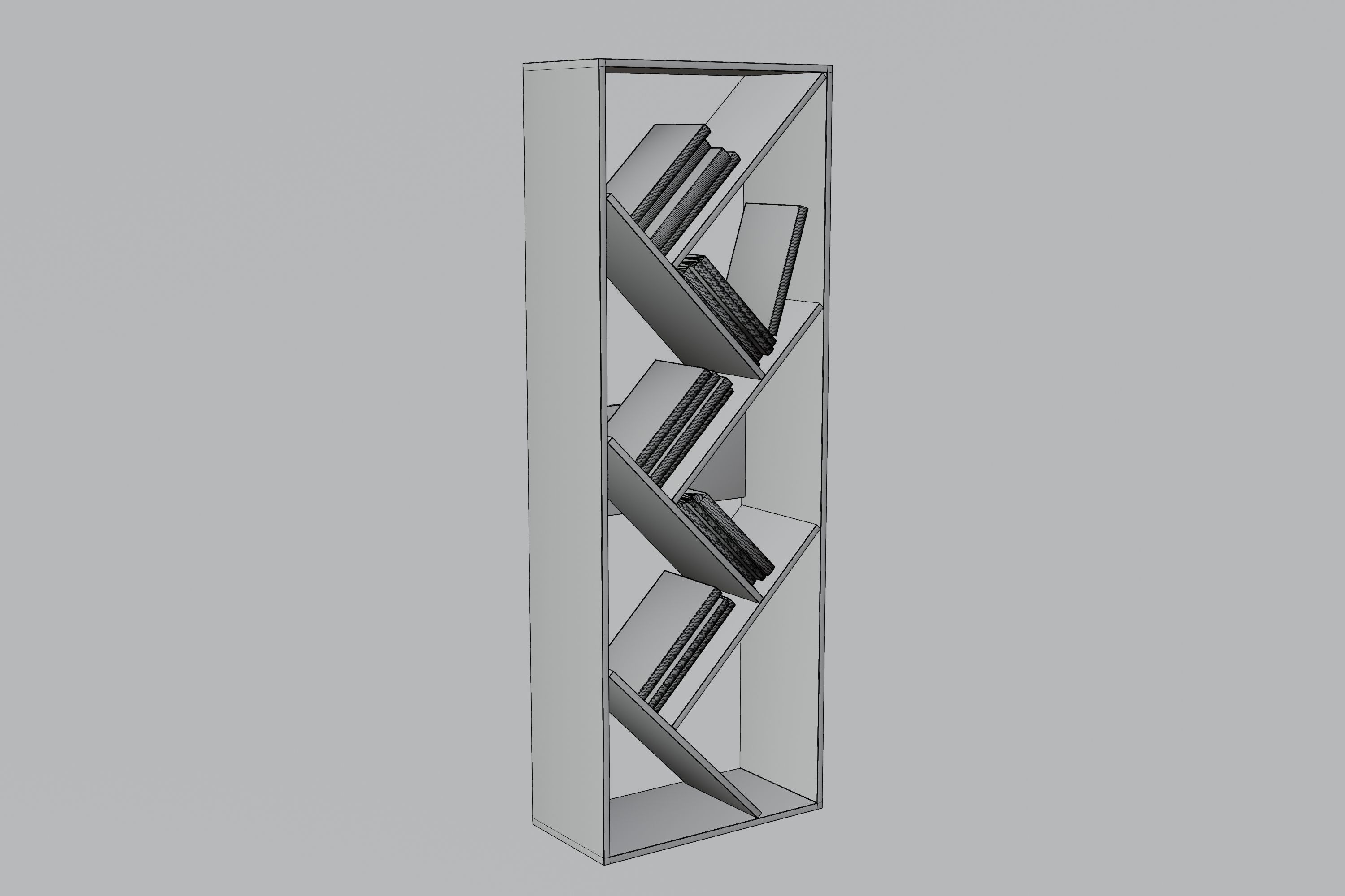 Shelves book shelf with books Low-poly 3D model_4