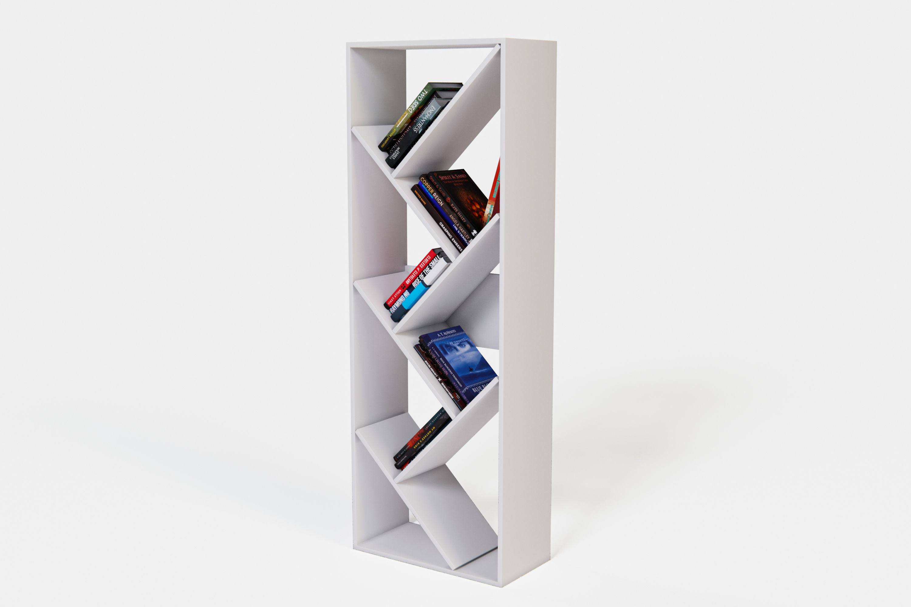 Shelves book shelf with books Low-poly 3D model_5