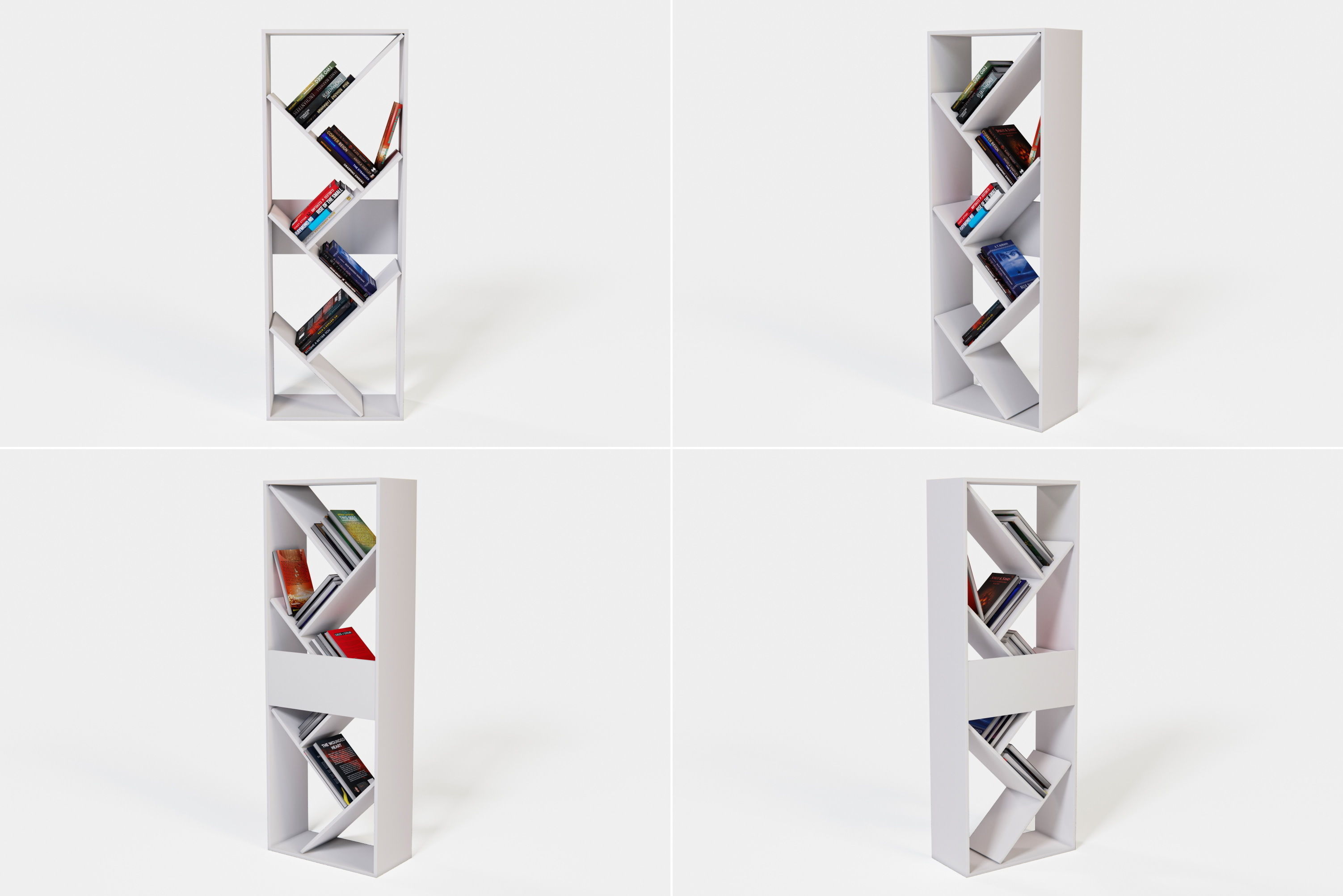Shelves book shelf with books Low-poly 3D model_1