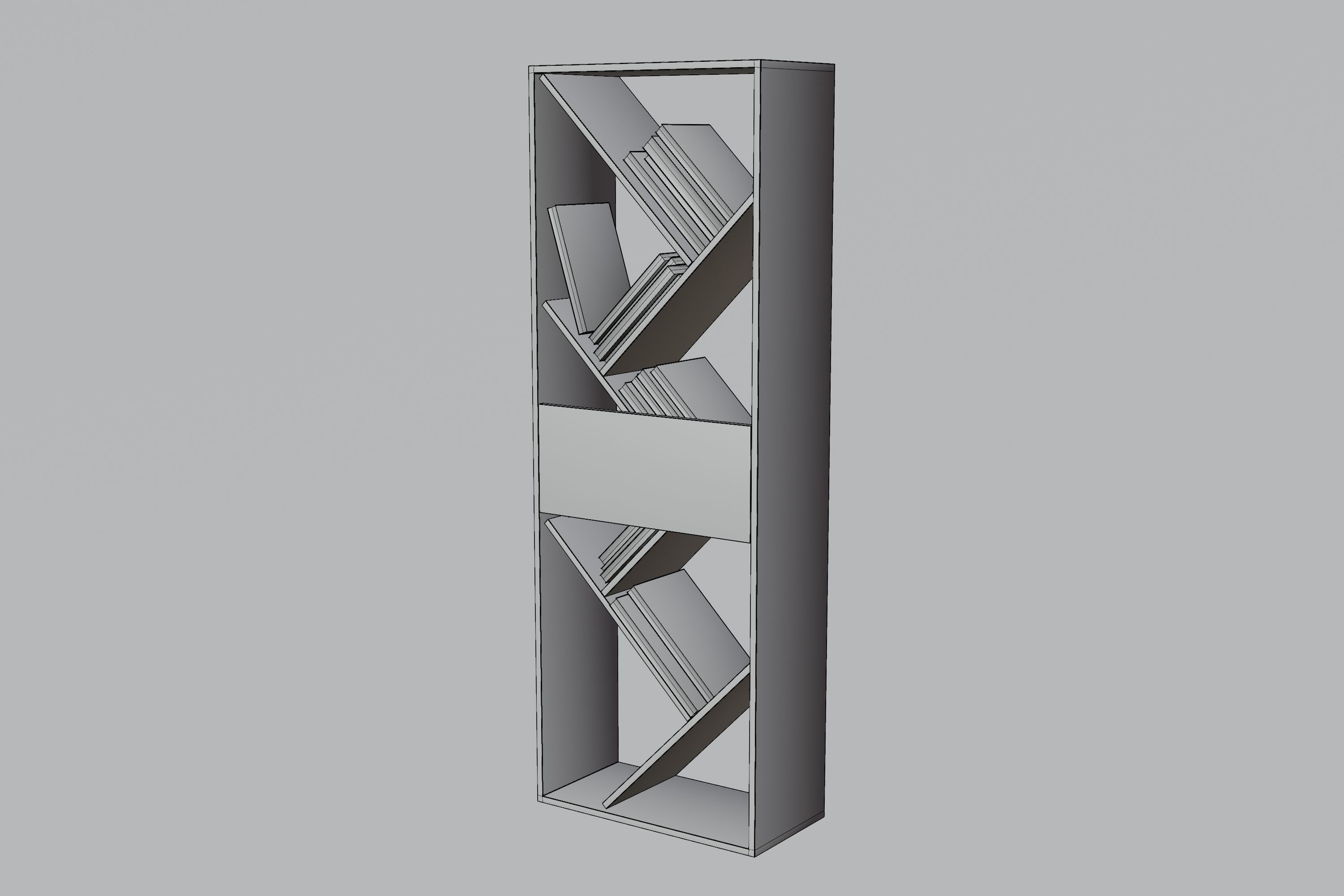 Shelves book shelf with books Low-poly 3D model_8