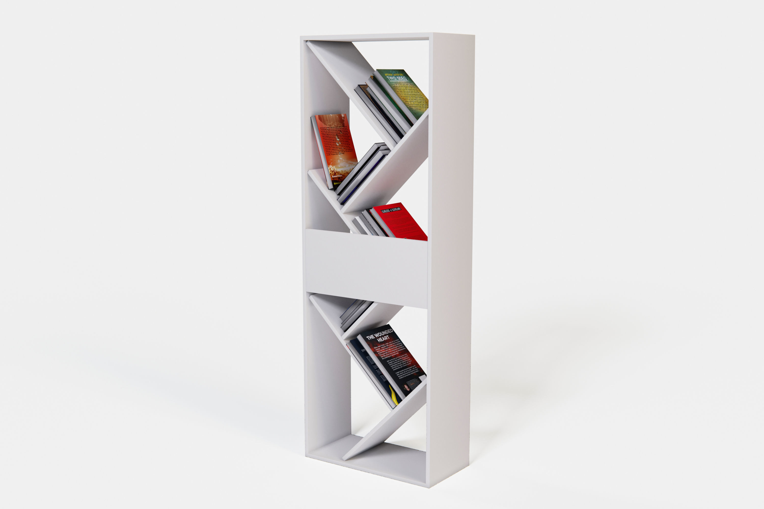 Shelves book shelf with books Low-poly 3D model_7