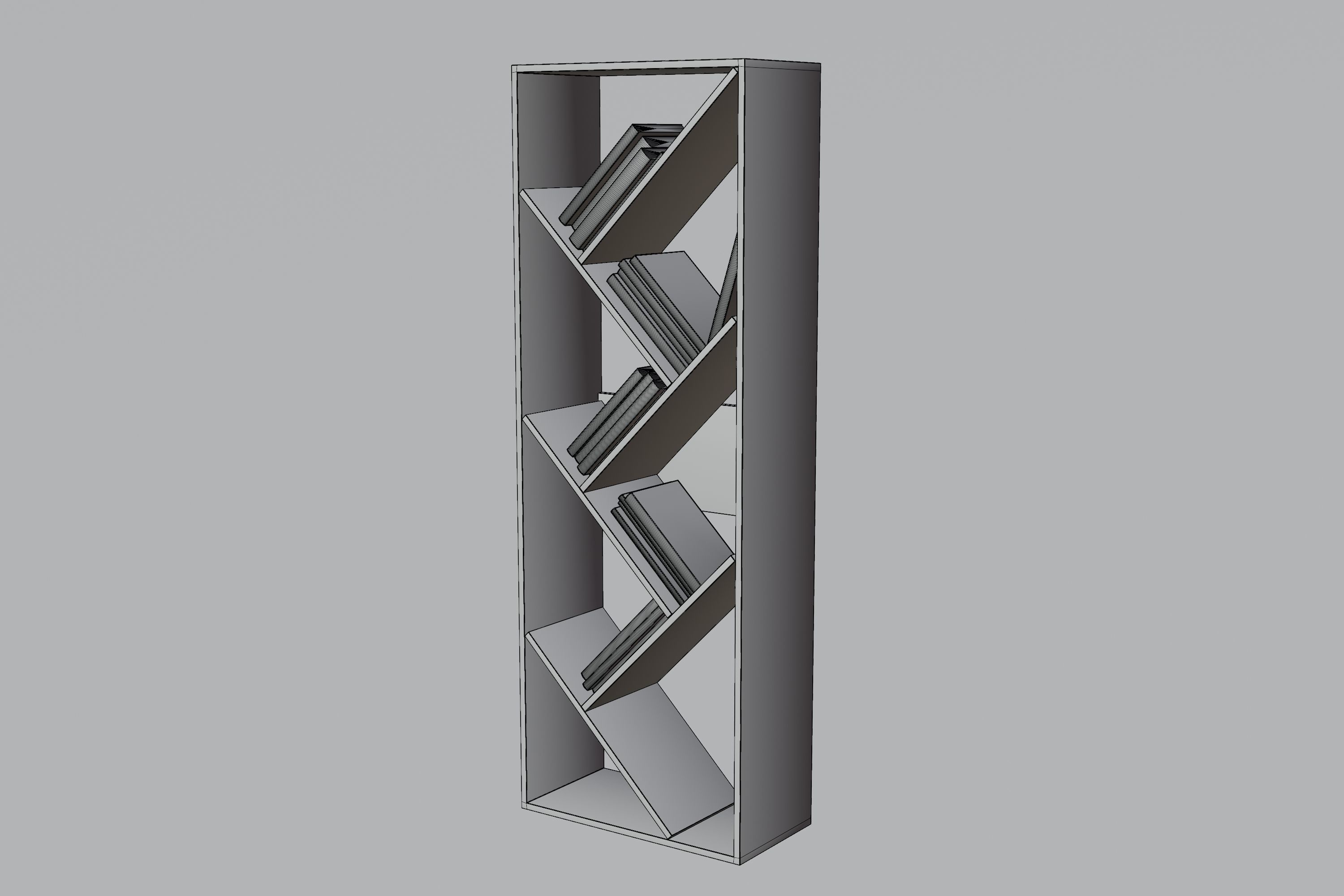 Shelves book shelf with books Low-poly 3D model_6