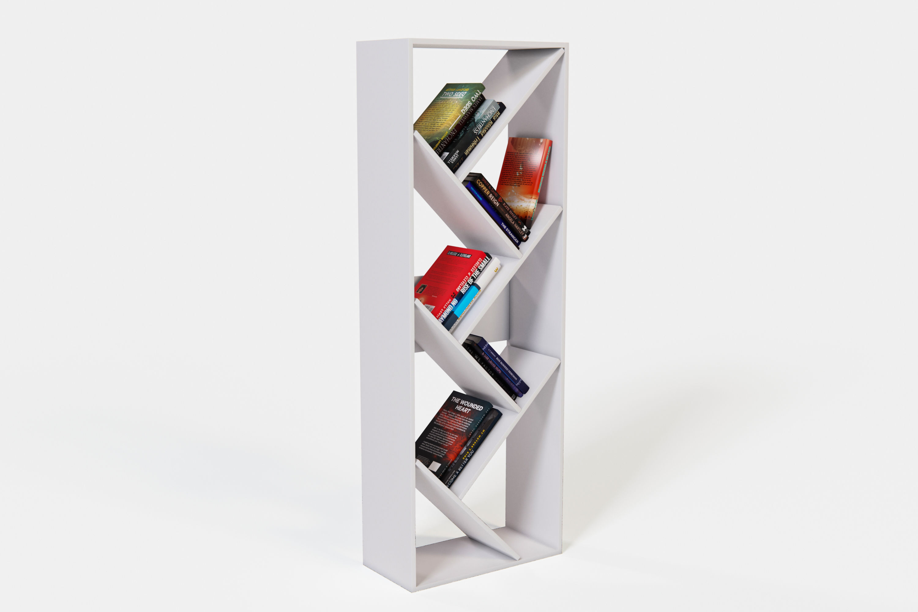 Shelves book shelf with books Low-poly 3D model_3