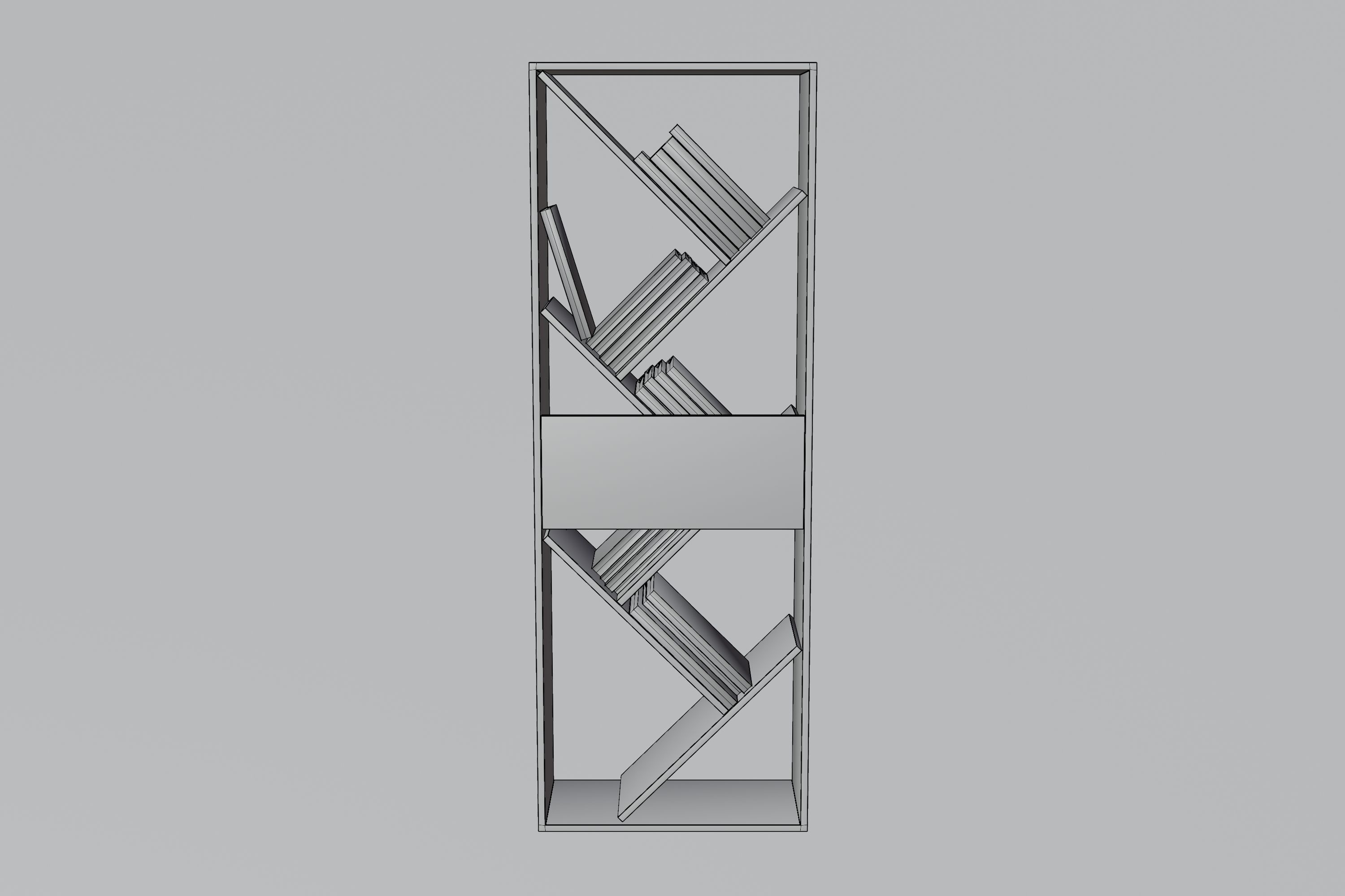 Shelves book shelf with books Low-poly 3D model_10