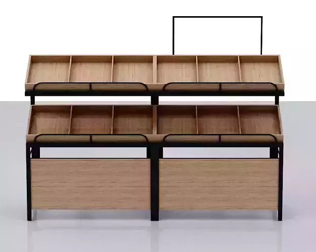 Stall model wooden display shelf with shelves Low-poly 3D model