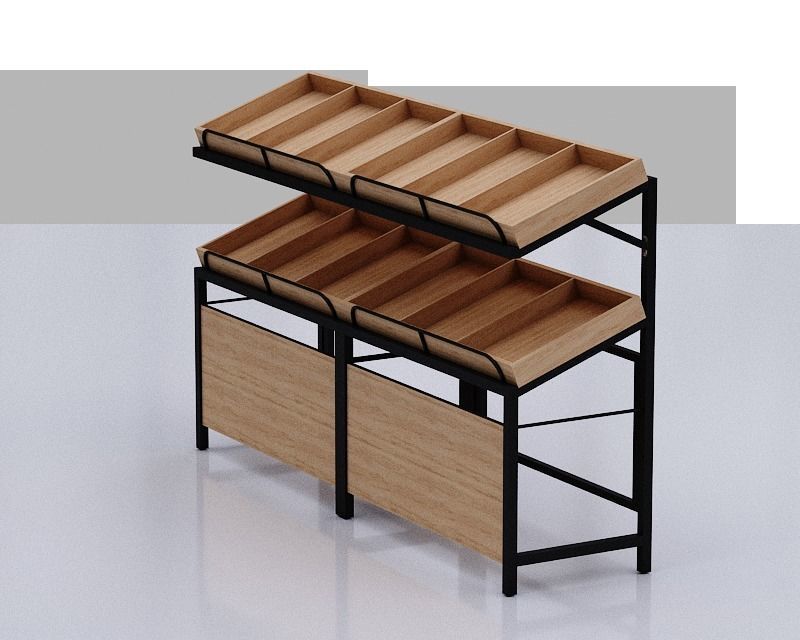 Stall model slat wall display rack Low-poly 3D model_4