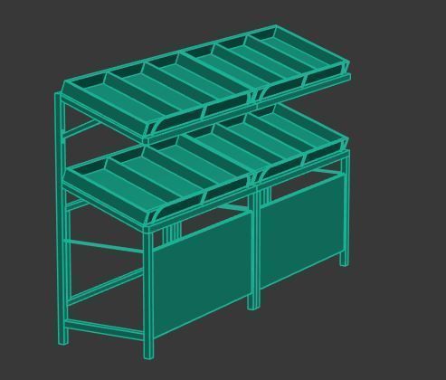 Stall model slat wall display rack Low-poly 3D model_7