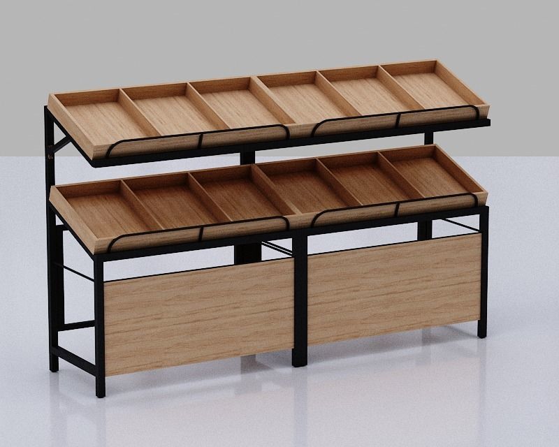 Stall model slat wall display rack Low-poly 3D model_1