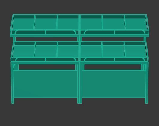 Stall model slat wall display rack Low-poly 3D model_5