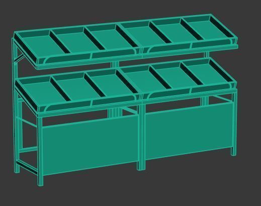 Stall model slat wall display rack Low-poly 3D model_6