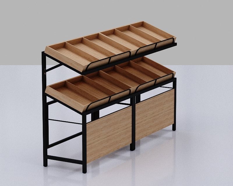 Stall model slat wall display rack Low-poly 3D model_3