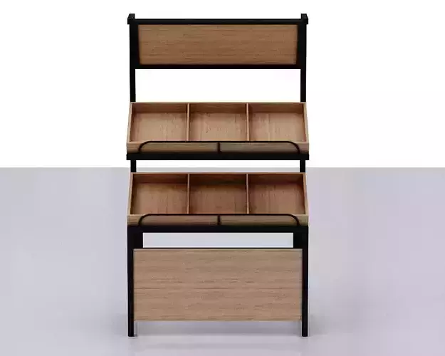 Stall model wooden shelf with two compartments Low-poly 3D model