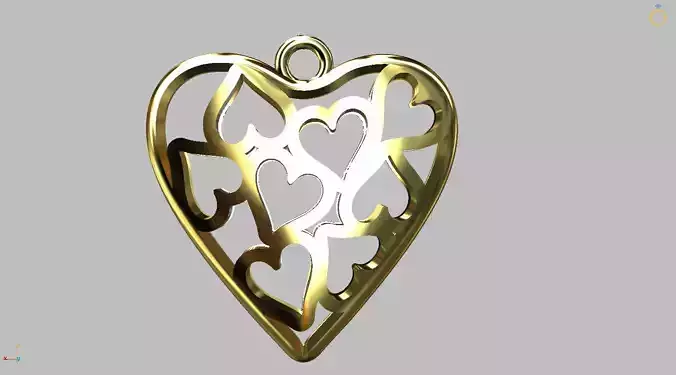 Heart pendant 25mm lace