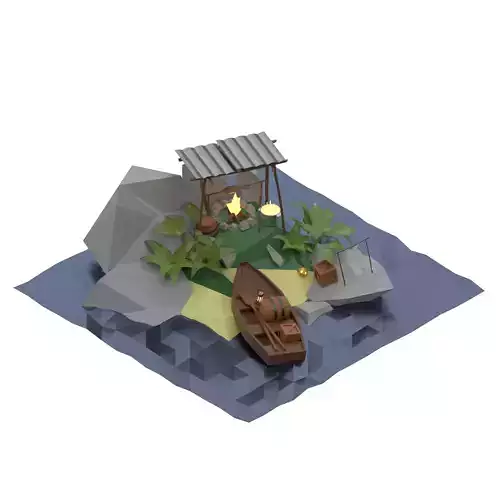 Island Low-poly Isometric