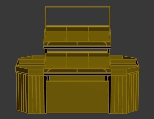 Stall model wooden display case with shelves and drawers Low-poly 3D model_4