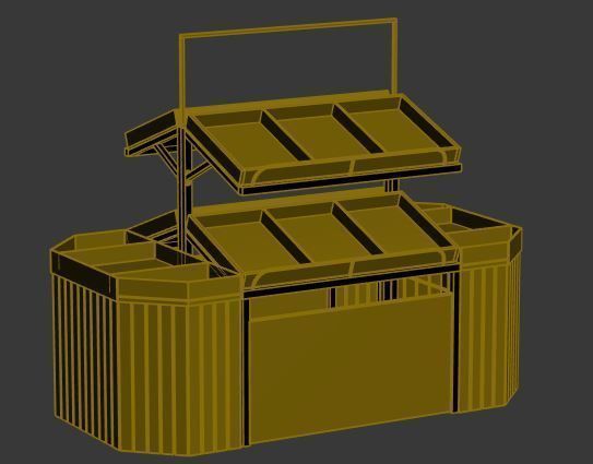 Stall model wooden display case with shelves and drawers Low-poly 3D model_5
