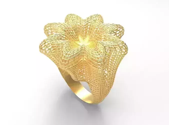Ultra Vision Big Flower Gold Ring - Eu 58