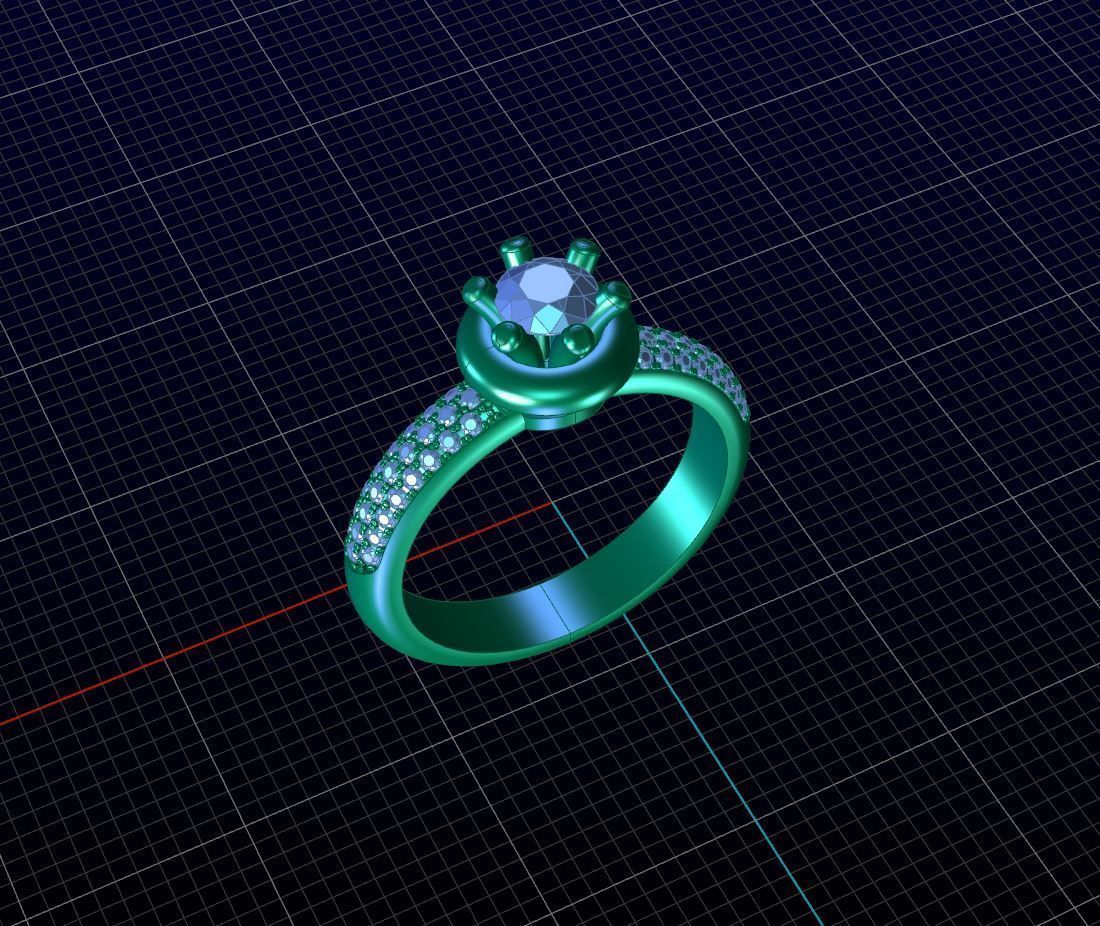 Gold Diamond Ring 3D print model_4