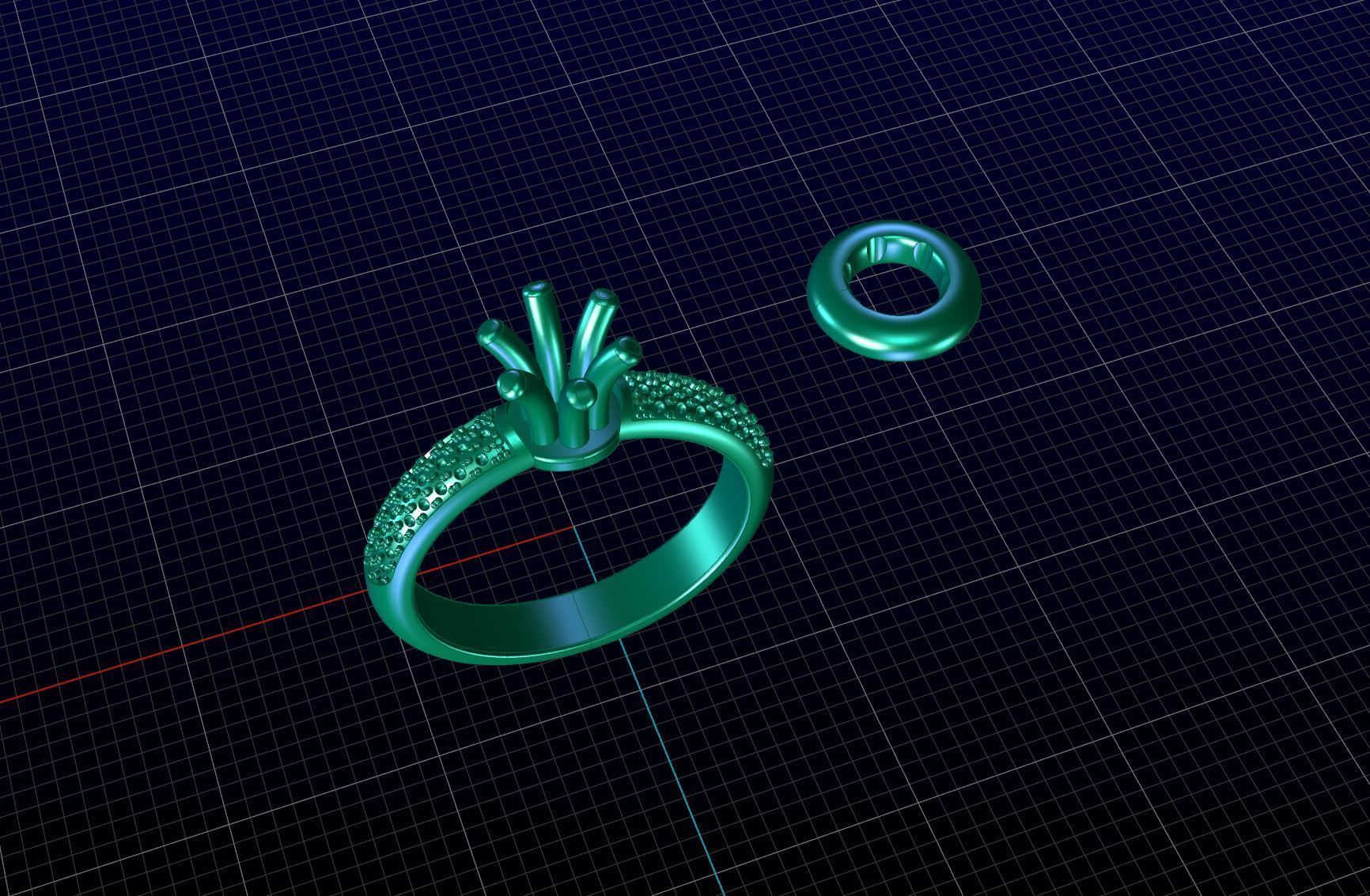Gold Diamond Ring 3D print model_1