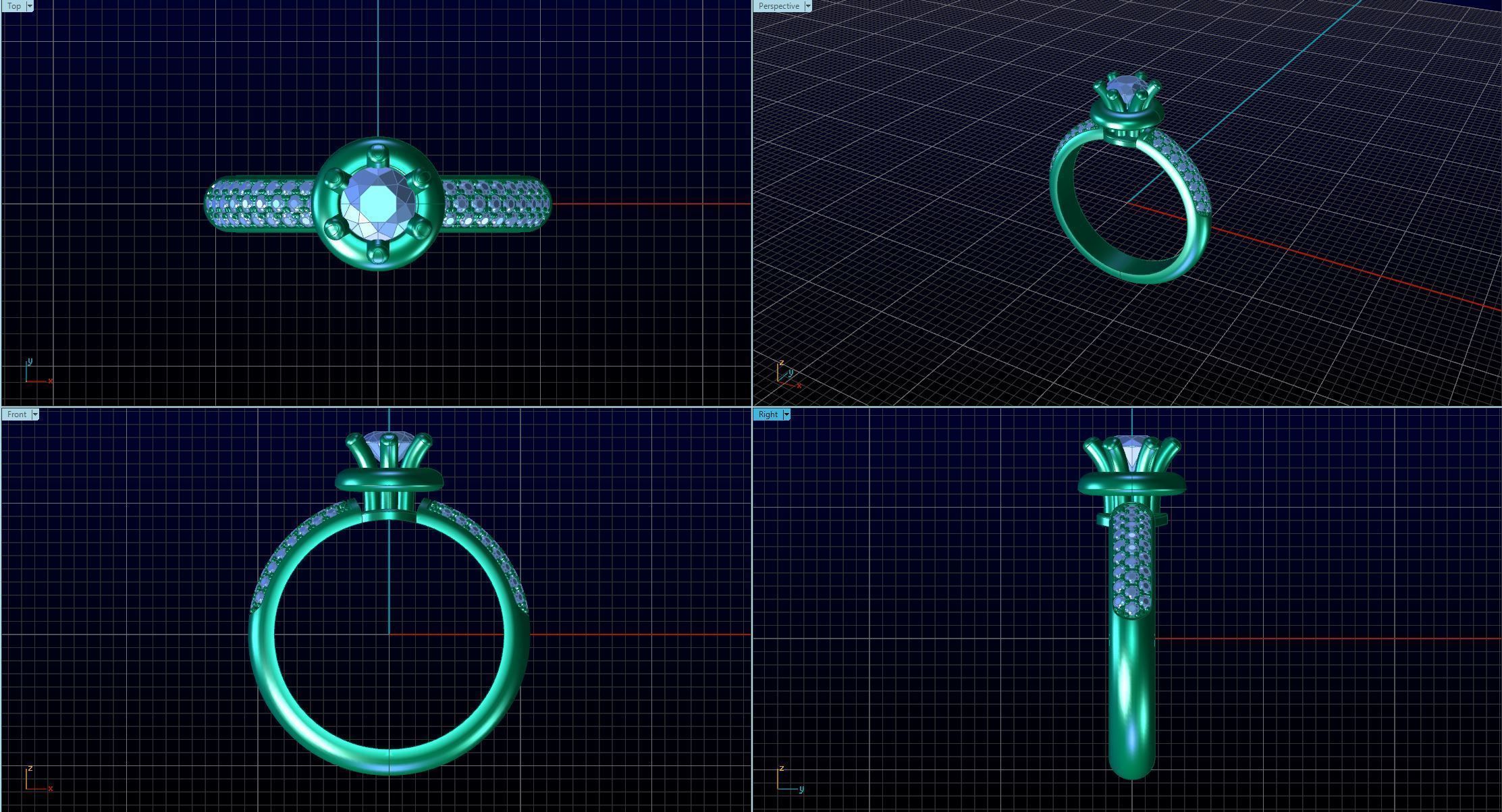 Gold Diamond Ring 3D print model_2