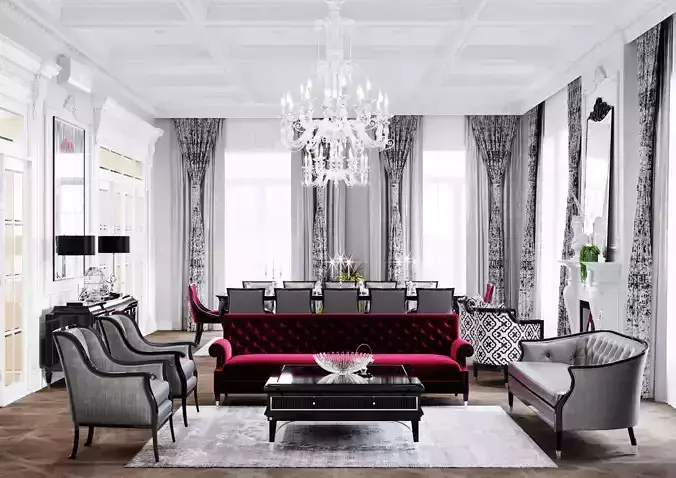 Interior Scene-2 for 3D Studio MAX and Corona Renderer 