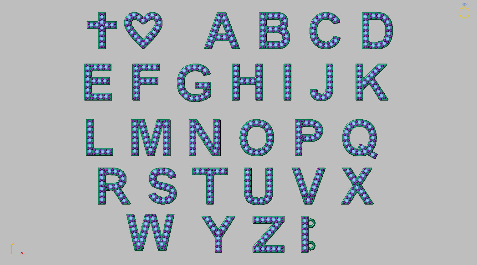 Alphabet Letters 8mm Gemstones 1mm more 3 models Bonus 3D print model_6