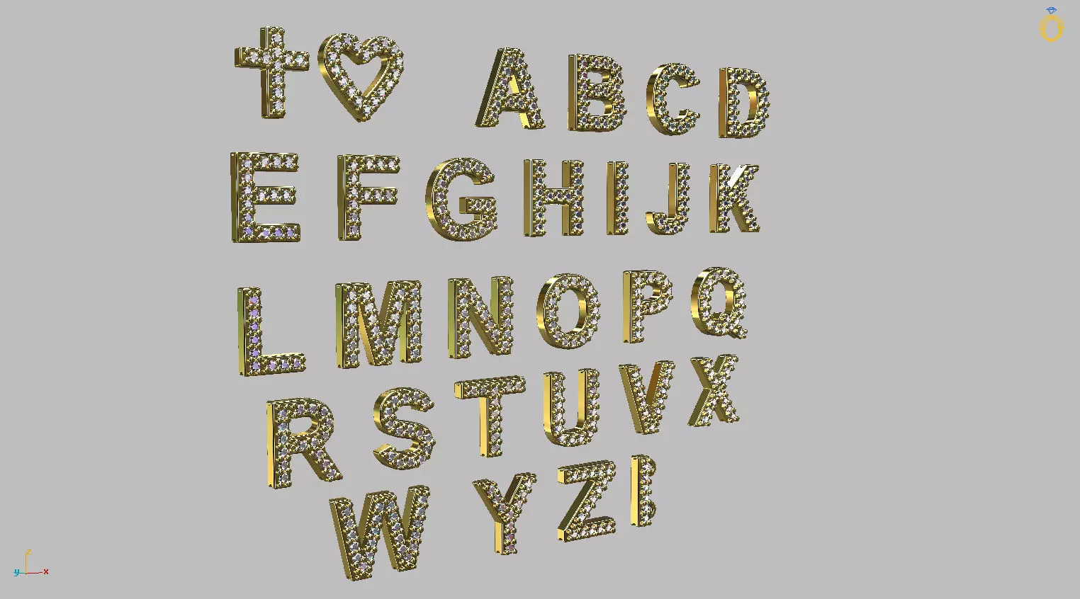Alphabet Letters 8mm Gemstones 1mm more 3 models Bonus 3D print model_0