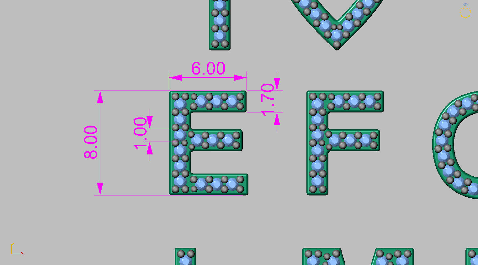 Alphabet Letters 8mm Gemstones 1mm more 3 models Bonus 3D print model_14