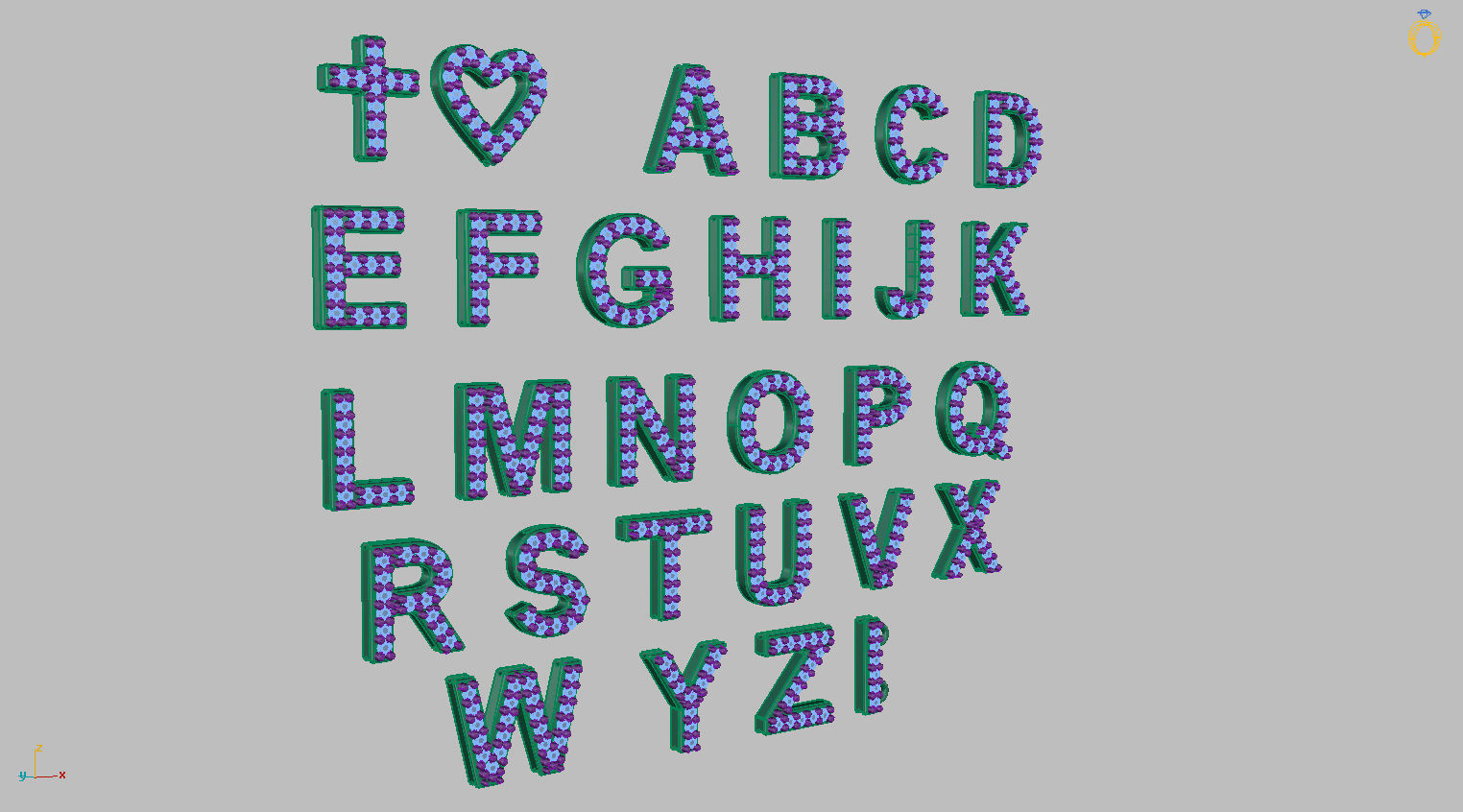 Alphabet Letters 8mm Gemstones 1mm more 3 models Bonus 3D print model_7