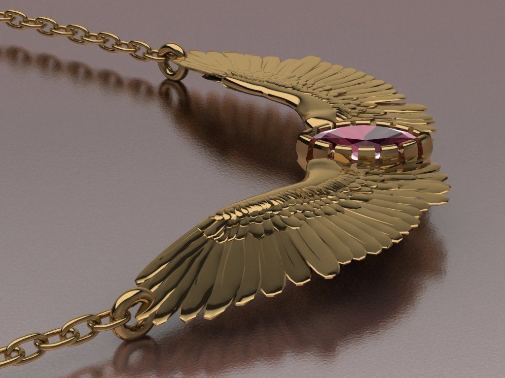 Wing pendant 3D print model_40