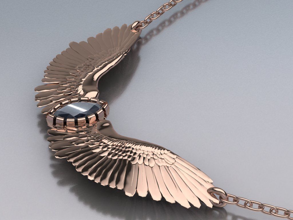Wing pendant 3D print model_4