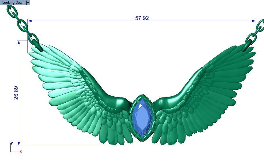 Wing pendant 3D print model_18