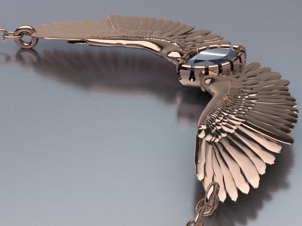 Wing pendant 3D print model_22