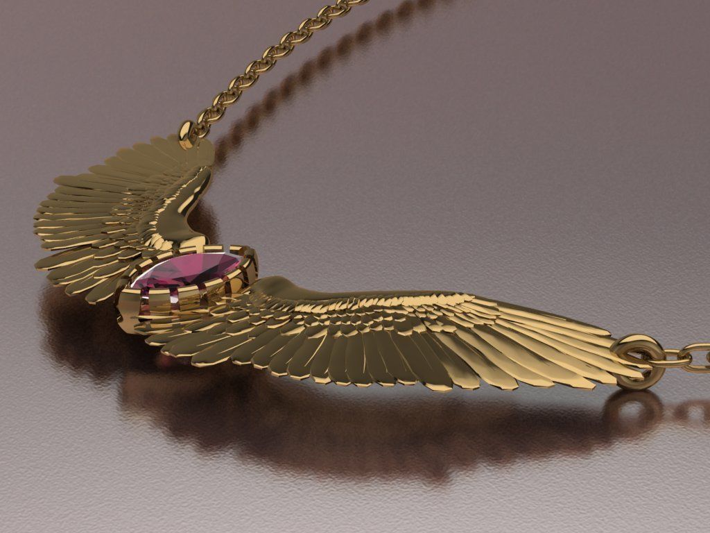 Wing pendant 3D print model_38