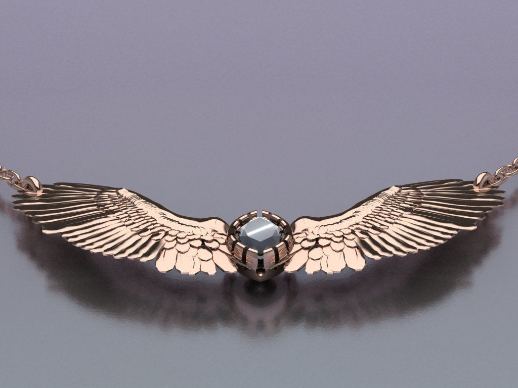 Wing pendant 3D print model_12