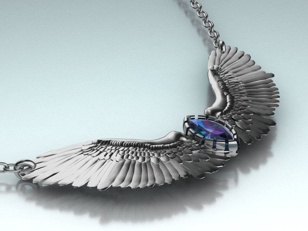 Wing pendant 3D print model_1