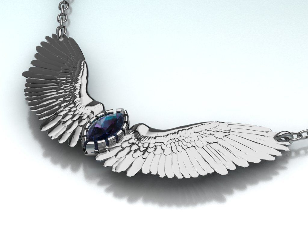 Wing pendant 3D print model_3