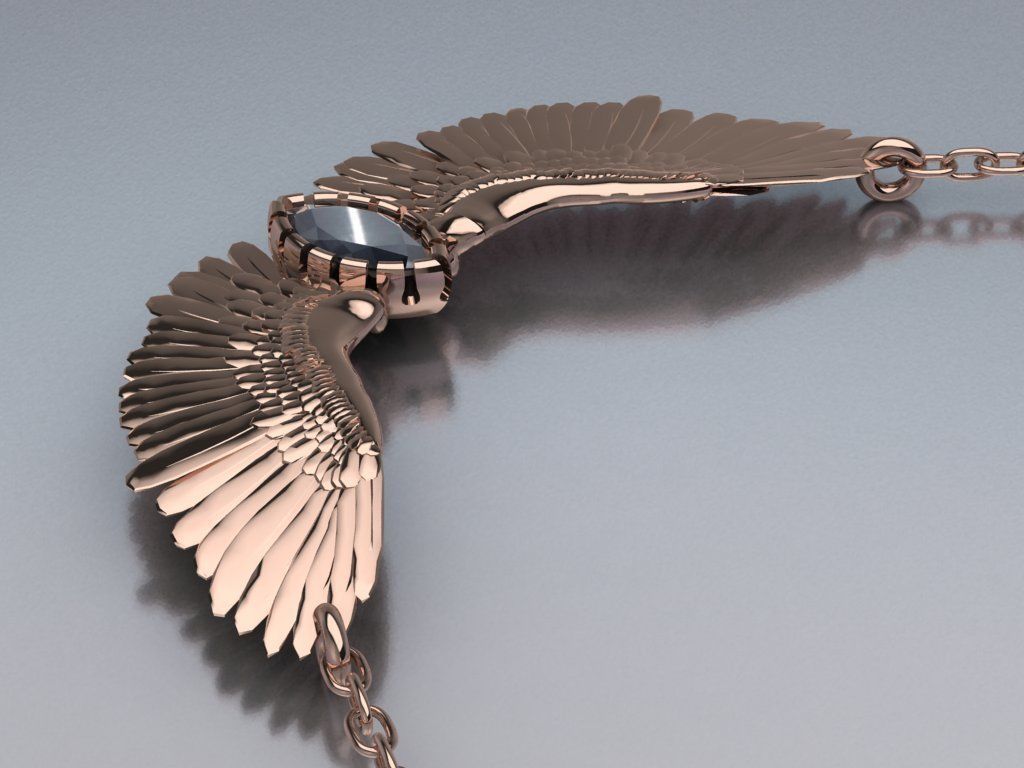 Wing pendant 3D print model_8
