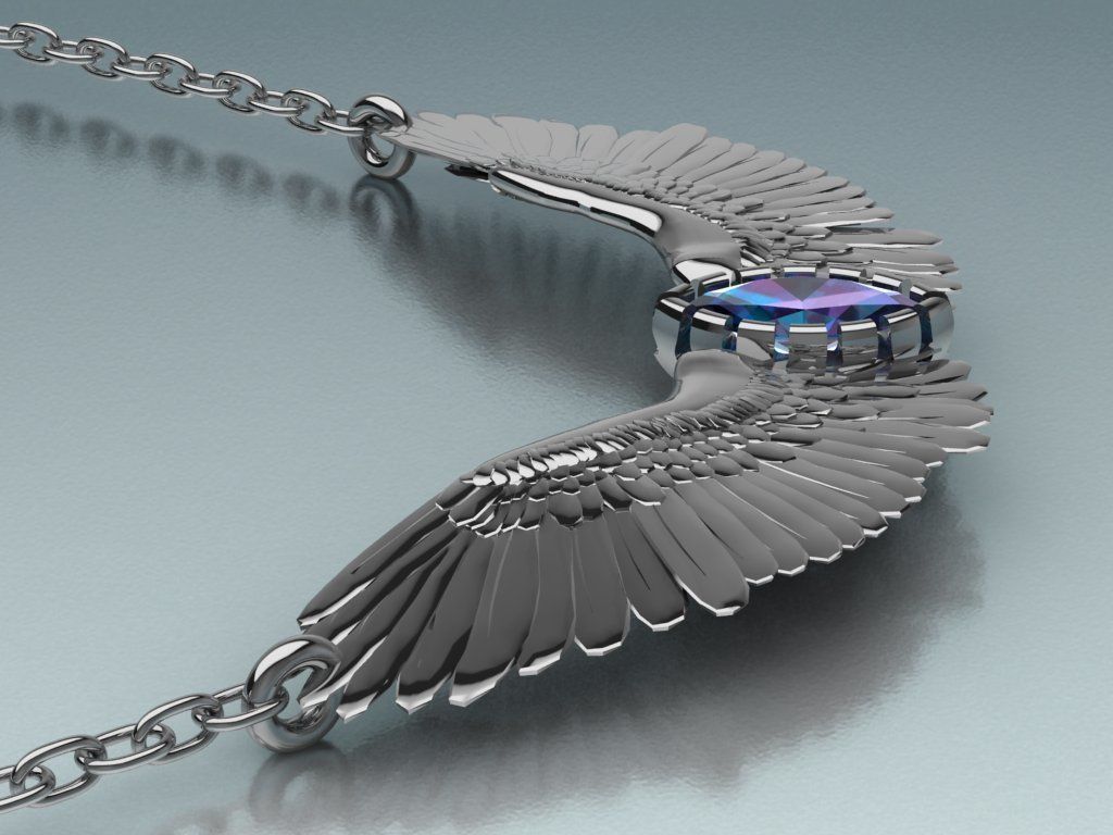 Wing pendant 3D print model_6