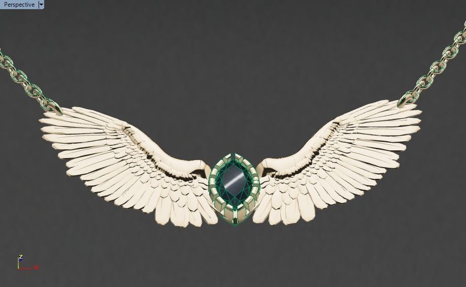 Wing pendant 3D print model_30