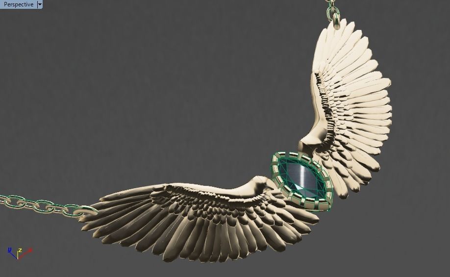Wing pendant 3D print model_29