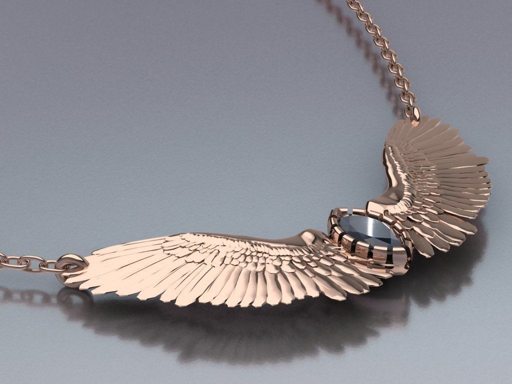 Wing pendant 3D print model_16