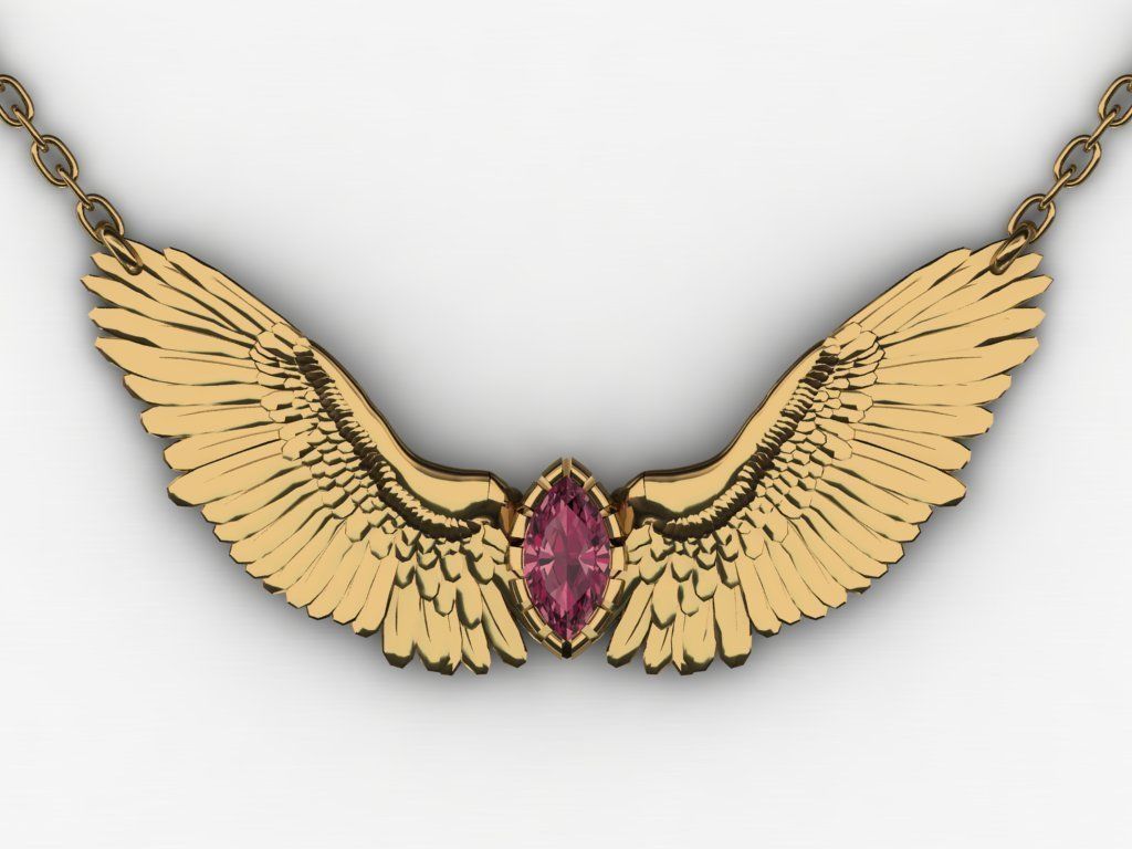 Wing pendant 3D print model_5