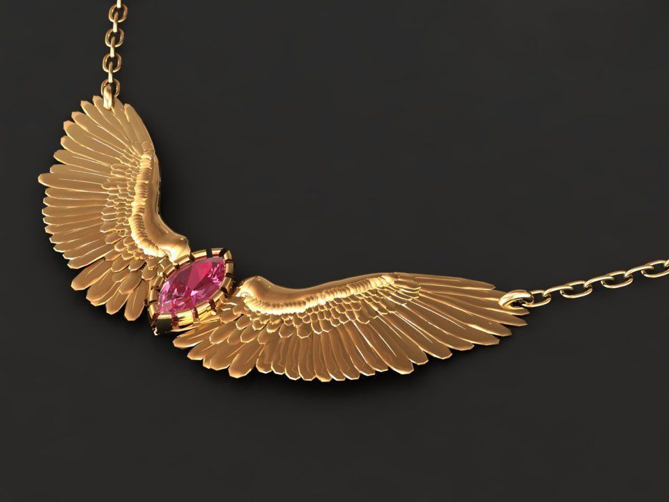 Wing pendant 3D print model_41