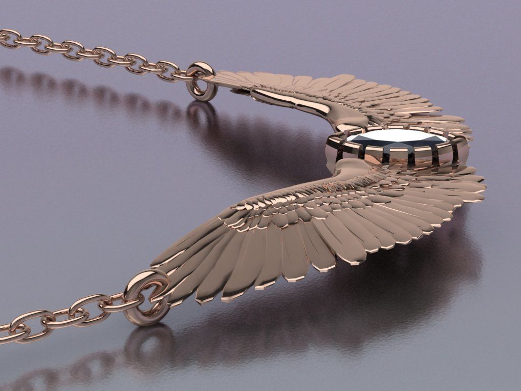 Wing pendant 3D print model_21